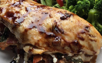 Bacon, Goat Cheese & Basil Stuffed Chicken Breasts