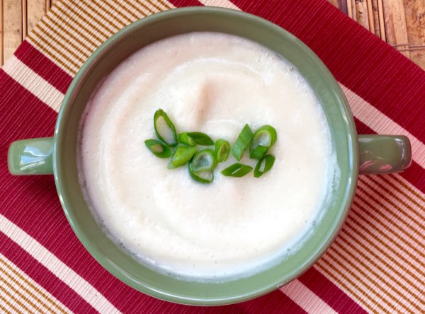 Cauliflower & Goat Cheese Soup with Bacon