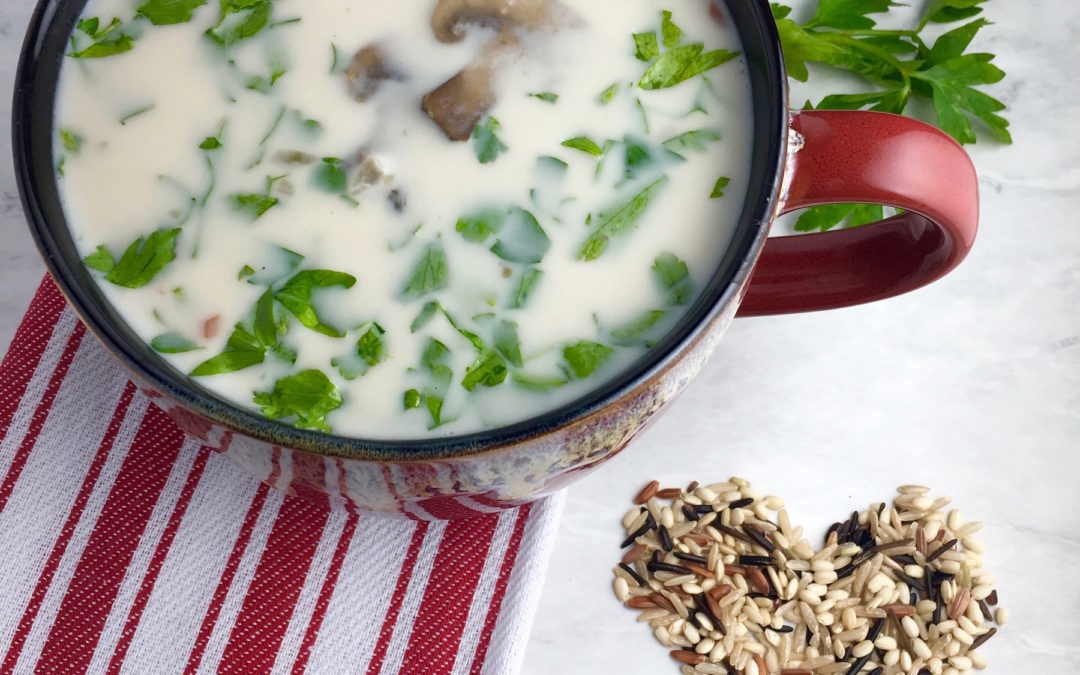 “Creamy” Wild Rice and Mushroom Soup