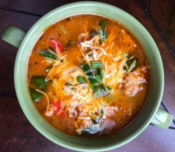 Sausage Soup with Peppers and Spinach