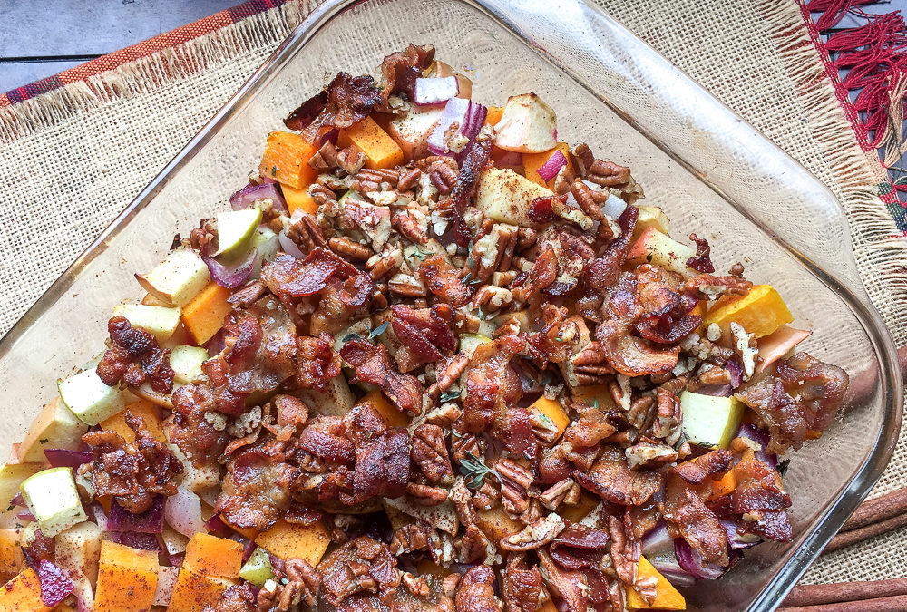 Apple  Butternut  Squash  Casserole  with  Bacon-Pecan  Topping