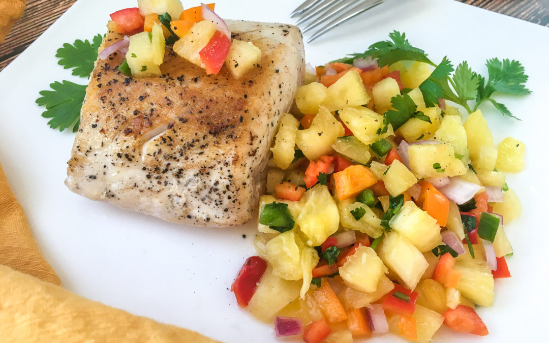 Sous Vide Swordfish Steaks with Spicy Pineapple Salsa