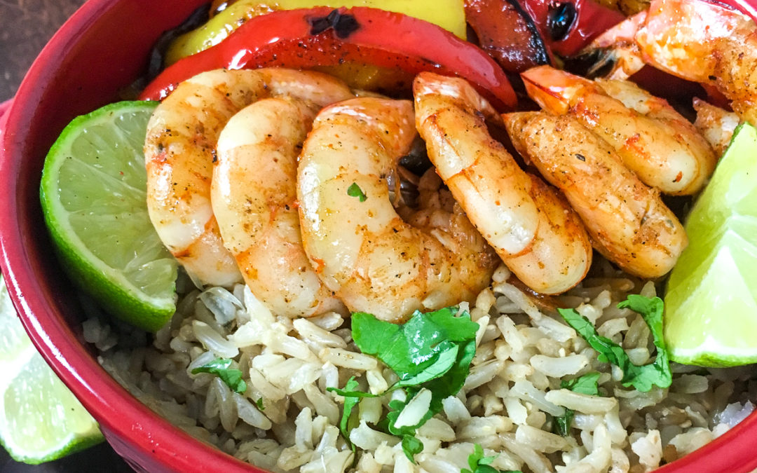 Shrimp Fajita Bowls with Cilantro-Lime Rice